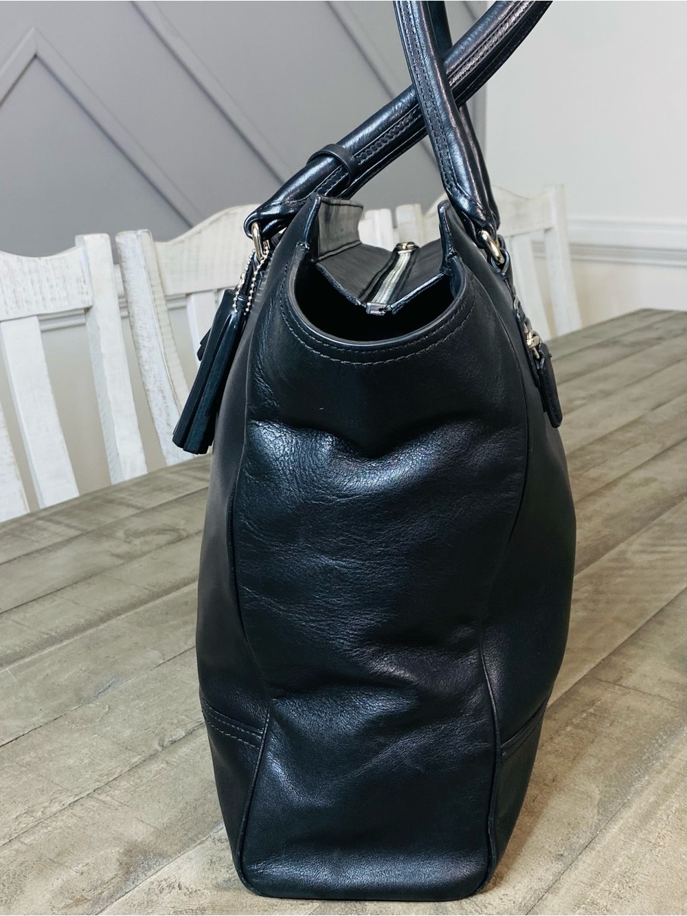 Coach Legacy Tanner Tote Black Glove Tanned Leather Tassel Bag 19924 - Picture 5 of 11
